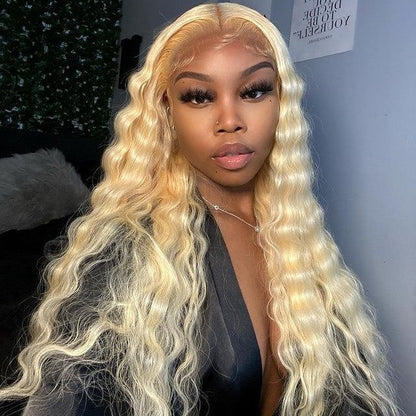 Human Hair 13x4 Lace Front #613 Blonde Deep Wave Wig