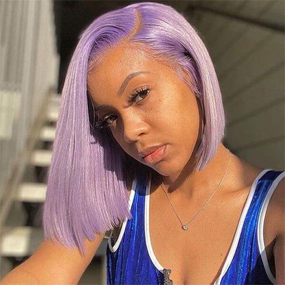 Human Hair 13x4 Lace Front Purple Straight BOB Wig