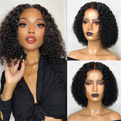 Human Hair 13x4 Lace Front Kinky Curly BOB Wig