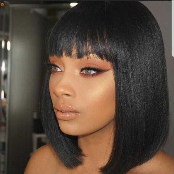 Human Hair 13x4 Lace Front Straight BOB Wig With Bangs