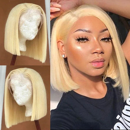 Human Hair 13x4 Lace Front 613 Blonde Straight BOB Wig