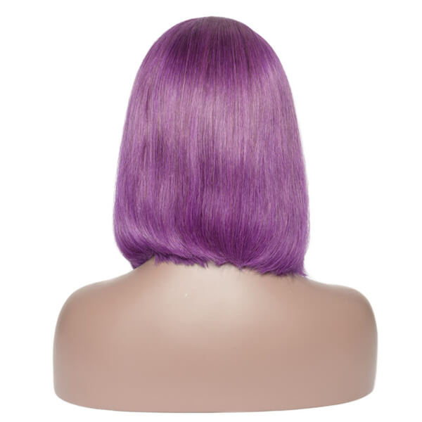 Human Hair 4x4 Lace Closure Purple Straight BOB Wig