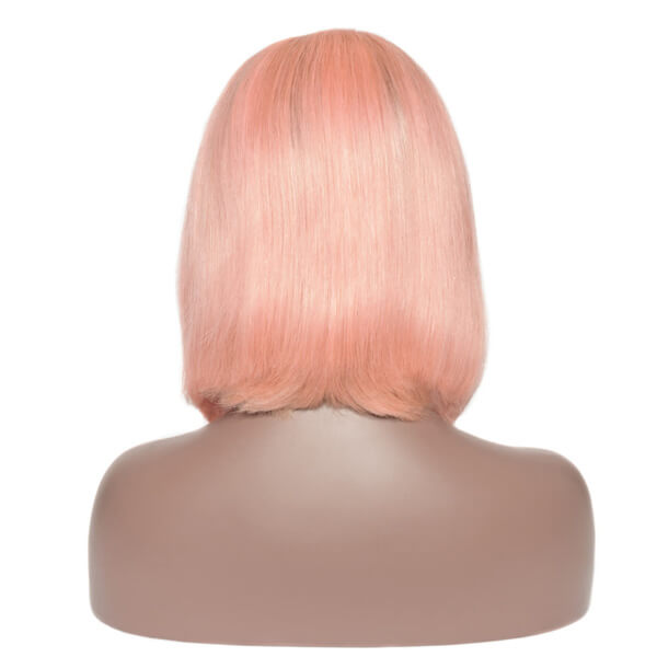 Human Hair 13x4 Lace Front Ombre 1B/Pink Straight BOB Wig