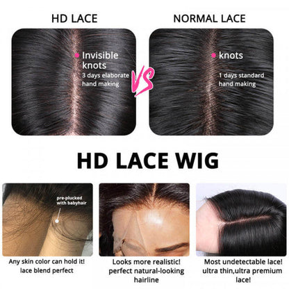 HD - Human Hair 5x5 Lace Closure Straight Wig